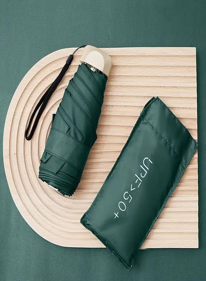 WOOMZY Compact Travel Umbrella, Portable Mini Travel Sun Rain Beach Golf- Elegant Slim Design Small Pocket Umbrella for Rain, UV Protection Lightweight Umbrellas for Girls and Women (Green-Dw) - Image 2